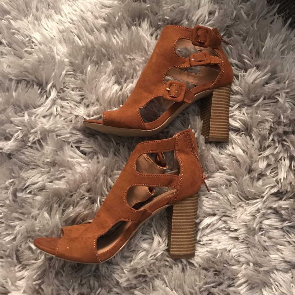 Brown suede heels